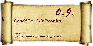 Orsós Jávorka névjegykártya